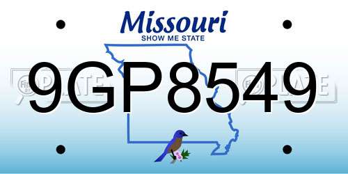 9GP8549 Missouri License Plate