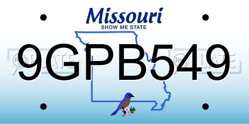 9GPB549 Missouri License Plate