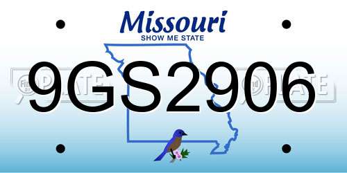 9GS2906 Missouri License Plate