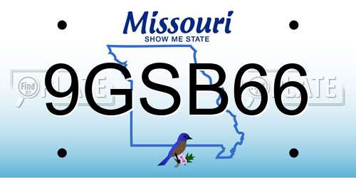 9GSB66 Missouri License Plate