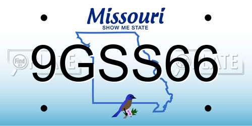 9GSS66 Missouri License Plate