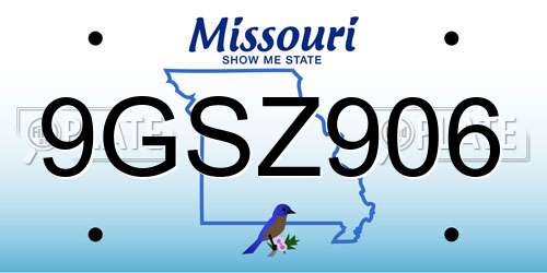 9GSZ906 Missouri License Plate