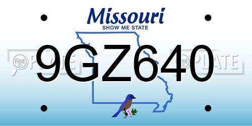 9GZ640 Missouri License Plate