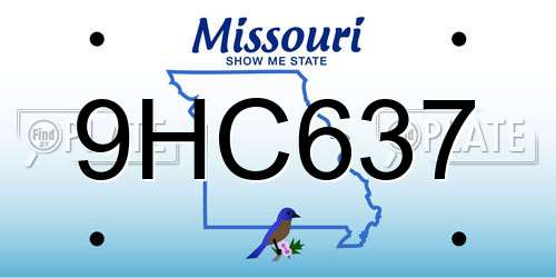 9HC637 Missouri License Plate