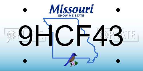 9HCF43 Missouri License Plate