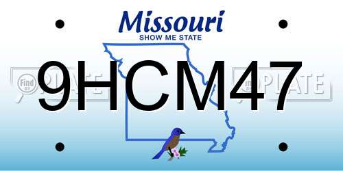 9HCM47 Missouri License Plate