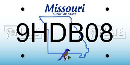 9HDB08 Missouri License Plate