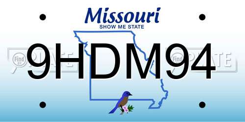 9HDM94 Missouri License Plate