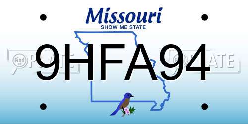 9HFA94 Missouri License Plate