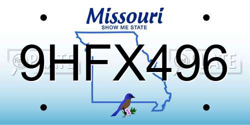 9HFX496 Missouri License Plate