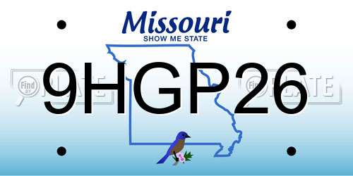 9HGP26 Missouri License Plate