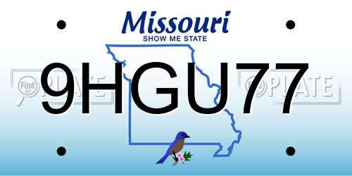 9HGU77 Missouri License Plate