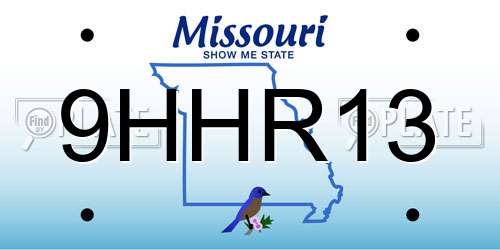 9HHR13 Missouri License Plate