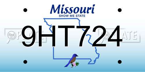 9HT724 Missouri License Plate