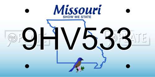 9HV533 Missouri License Plate