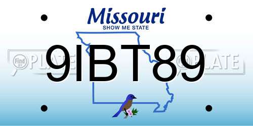 9IBT89 Missouri License Plate