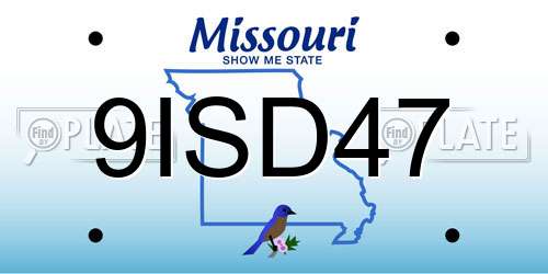 9ISD47 Missouri License Plate