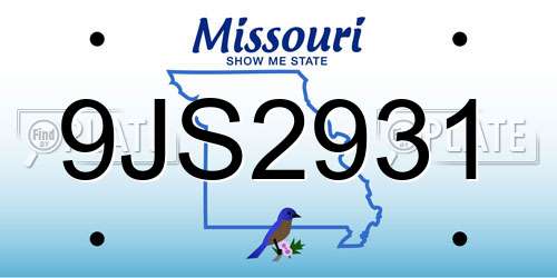 9JS2931 Missouri License Plate