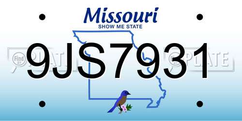 9JS7931 Missouri License Plate