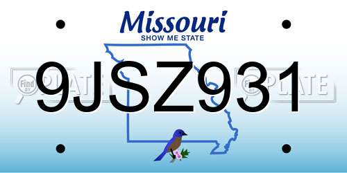 9JSZ931 Missouri License Plate