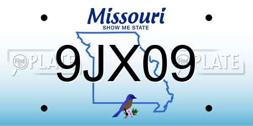 9JX09 Missouri License Plate