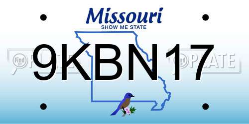 9KBN17 Missouri License Plate