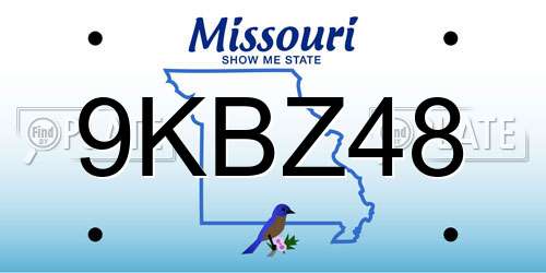 9KBZ48 Missouri License Plate
