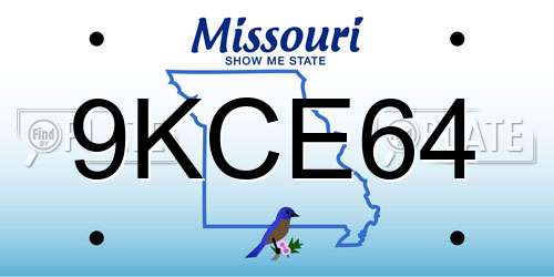 9KCE64 Missouri License Plate