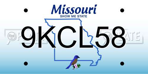 9KCL58 Missouri License Plate