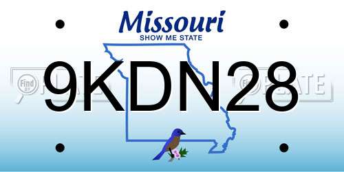 9KDN28 Missouri License Plate