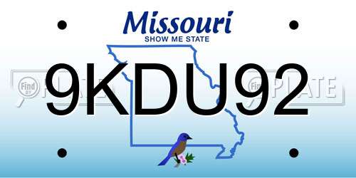 9KDU92 Missouri License Plate