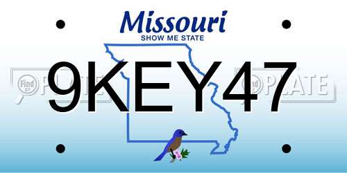 9KEY47 Missouri License Plate