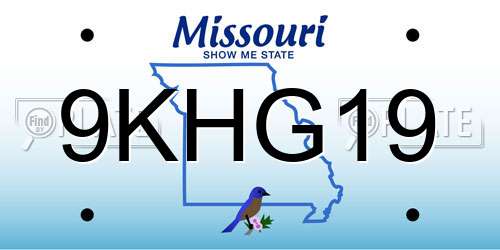 9KHG19 Missouri License Plate
