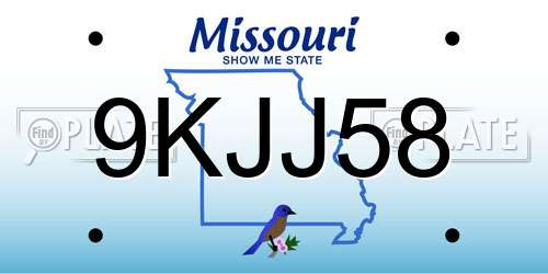 9KJJ58 Missouri License Plate