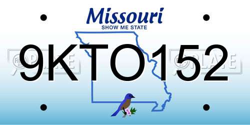 9KTO152 Missouri License Plate