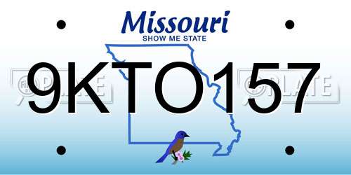 9KTO157 Missouri License Plate