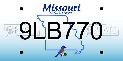 9LB770 Missouri License Plate
