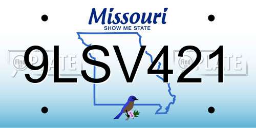 9LSV421 Missouri License Plate