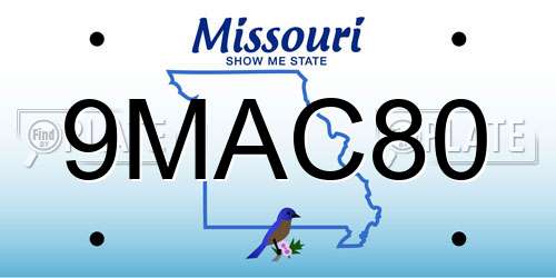 9MAC80 Missouri License Plate