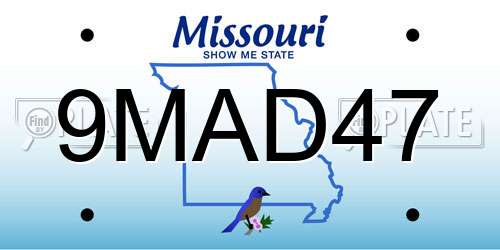 9MAD47 Missouri License Plate