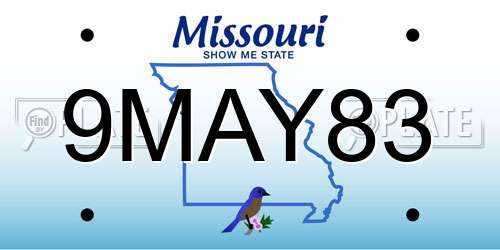 9MAY83 Missouri License Plate