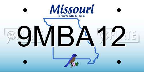 9MBA12 Missouri License Plate