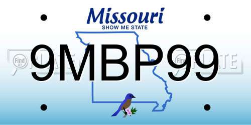 9MBP99 Missouri License Plate