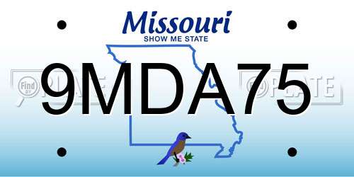 9MDA75 Missouri License Plate