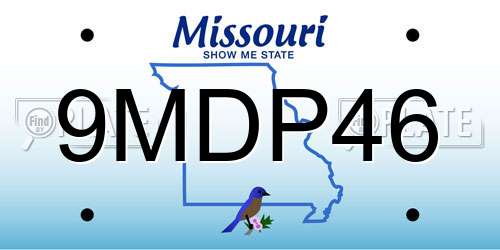 9MDP46 Missouri License Plate