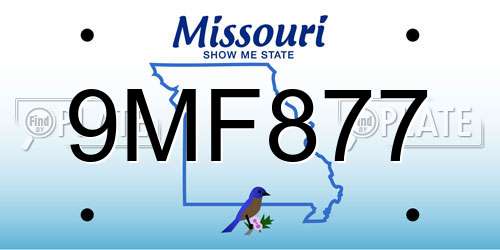 9MF877 Missouri License Plate