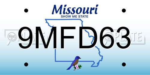 9MFD63 Missouri License Plate