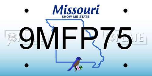 9MFP75 Missouri License Plate