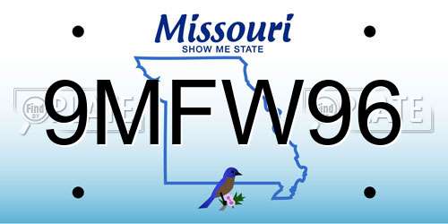 9MFW96 Missouri License Plate