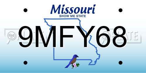 9MFY68 Missouri License Plate